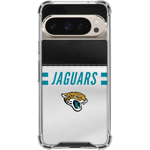 NFL Jacksonville Jaguars White Striped Pixel 9/9 Pro Clear Case
